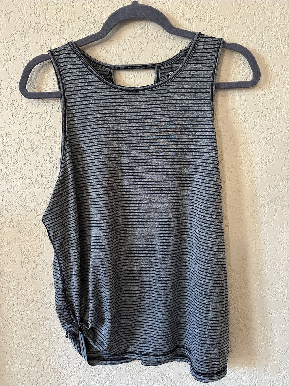 Ideology Gray and Black Striped Tank with Side Tie